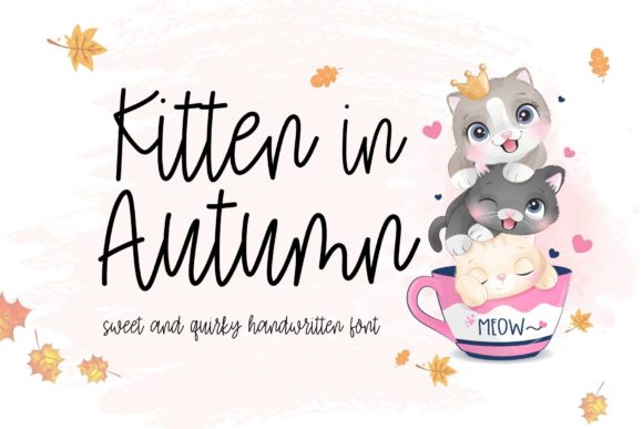 Kitten in Autumn Handwritten Font for Digital Design